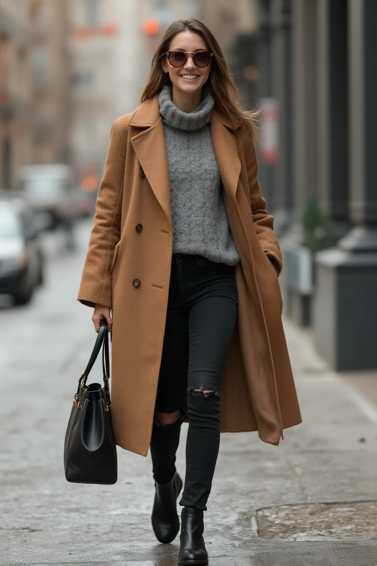 Camel Layered Luxe Winter Brunch Attire