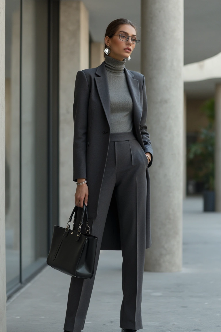 Charcoal Gray Sleek Office Outfit