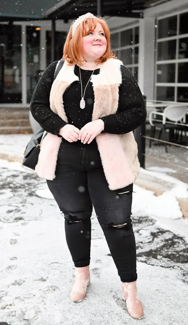 Chic Neutrals Winter Outfits for Curvy Women
