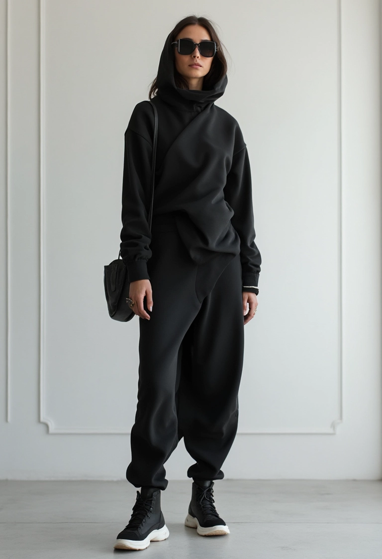 Dramatic Flair of a Plus-Size Black Sweatsuit
