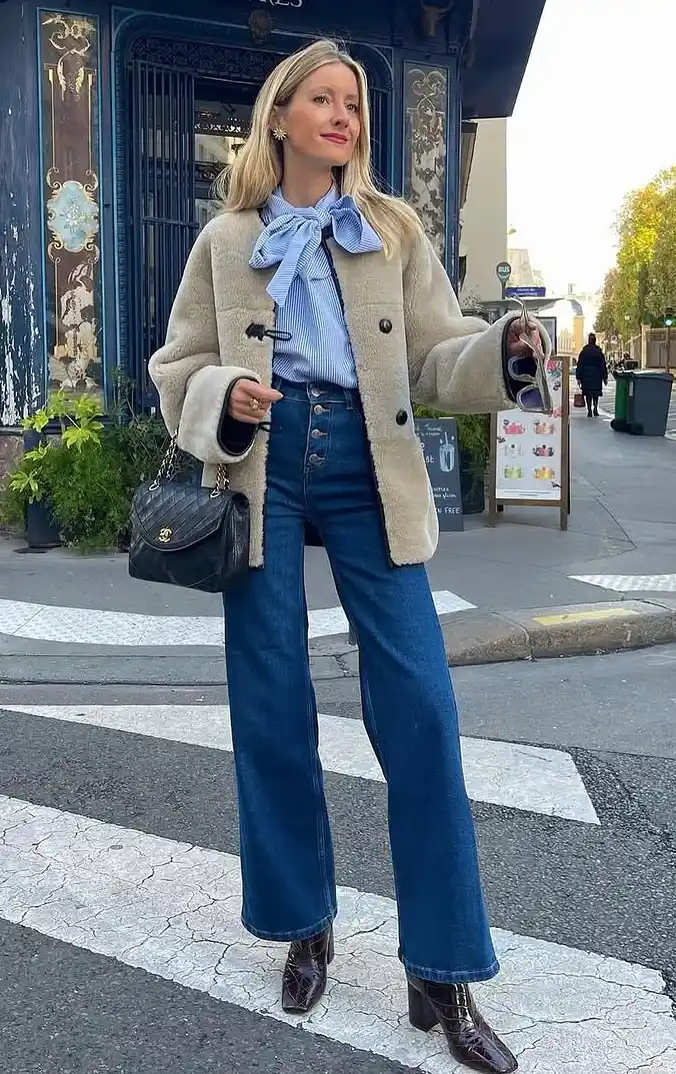 Effortless Layers Blue-Hued Seasonal Outfit