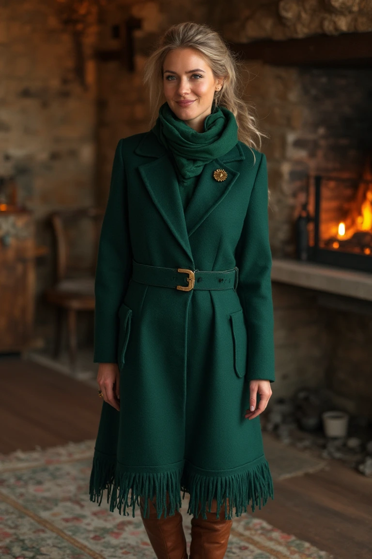 Emerald Embrace A Sophisticated Winter Coat Ensemble