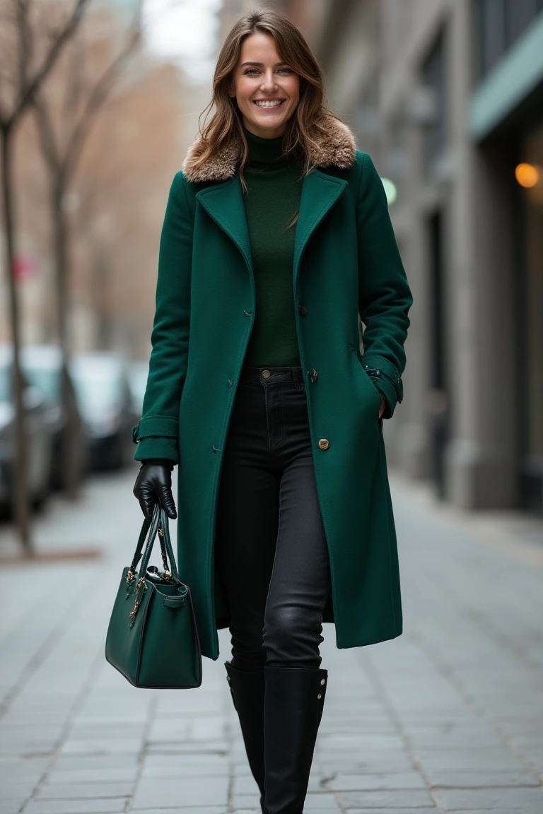 Emerald Opulence Luxe Winter Fall Outfit