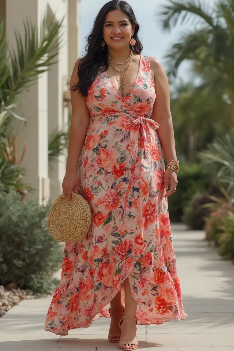 Floral Splendor Plus Size Summer Vacation Outfits