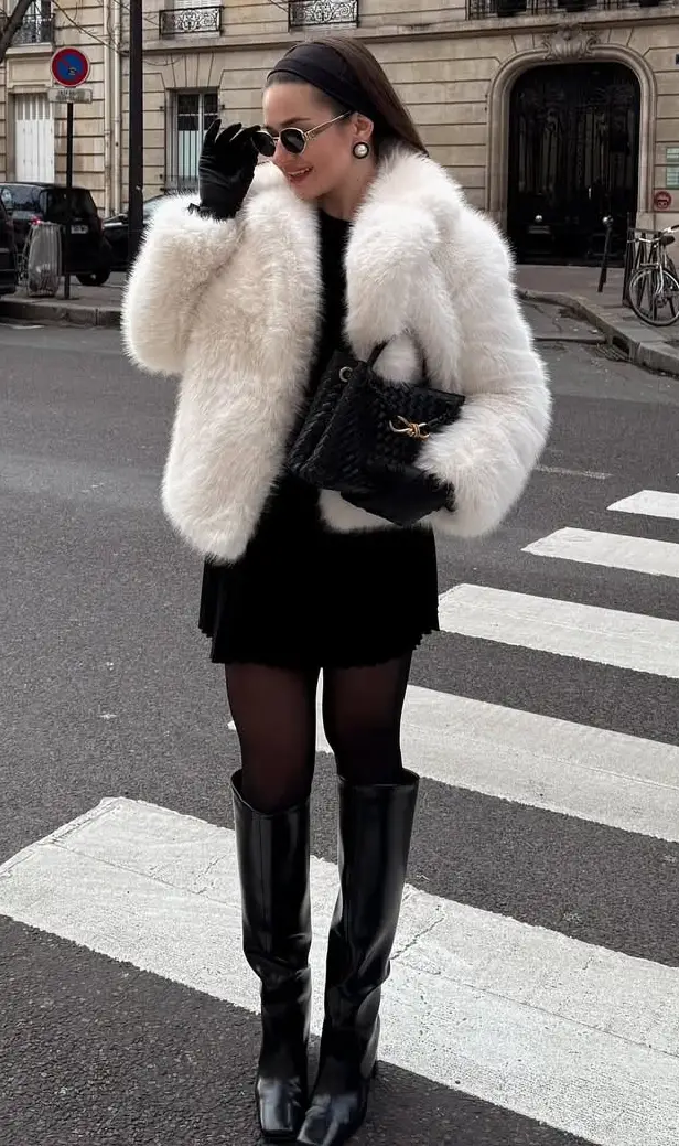 Luxe Contrast Striking Winter Fall Outfit