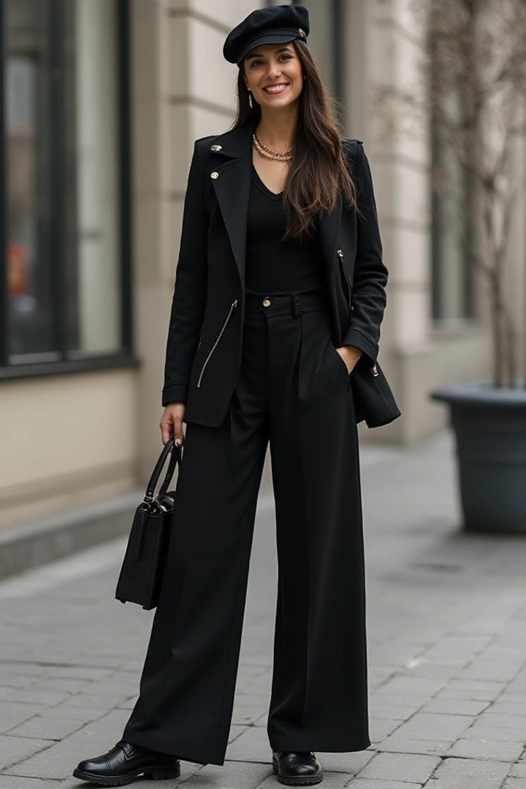 Monochrome Power Sleek Winter Fall Outfit