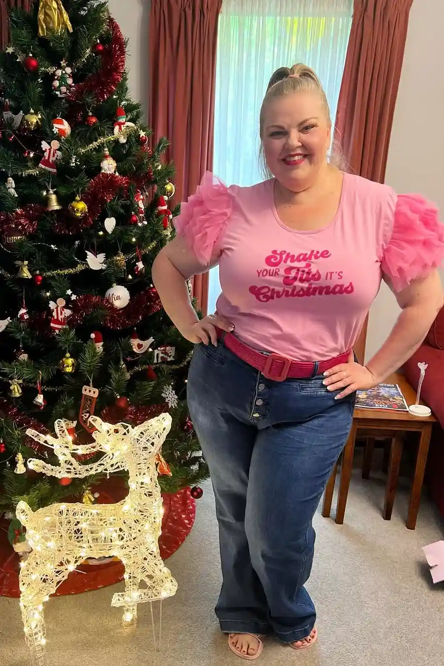Plus Size Playful Pink and Ruffled Seasonal Outfit