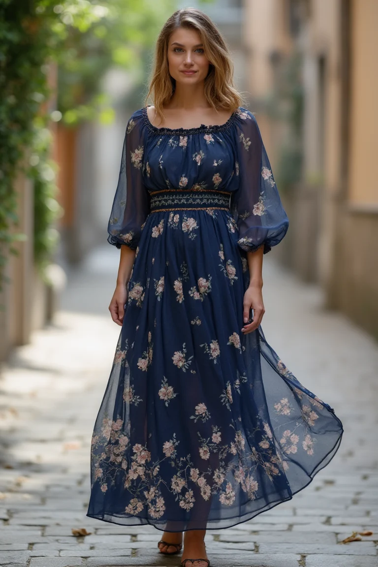Romantic Ruffles Navy Floral Seasonal Outfit