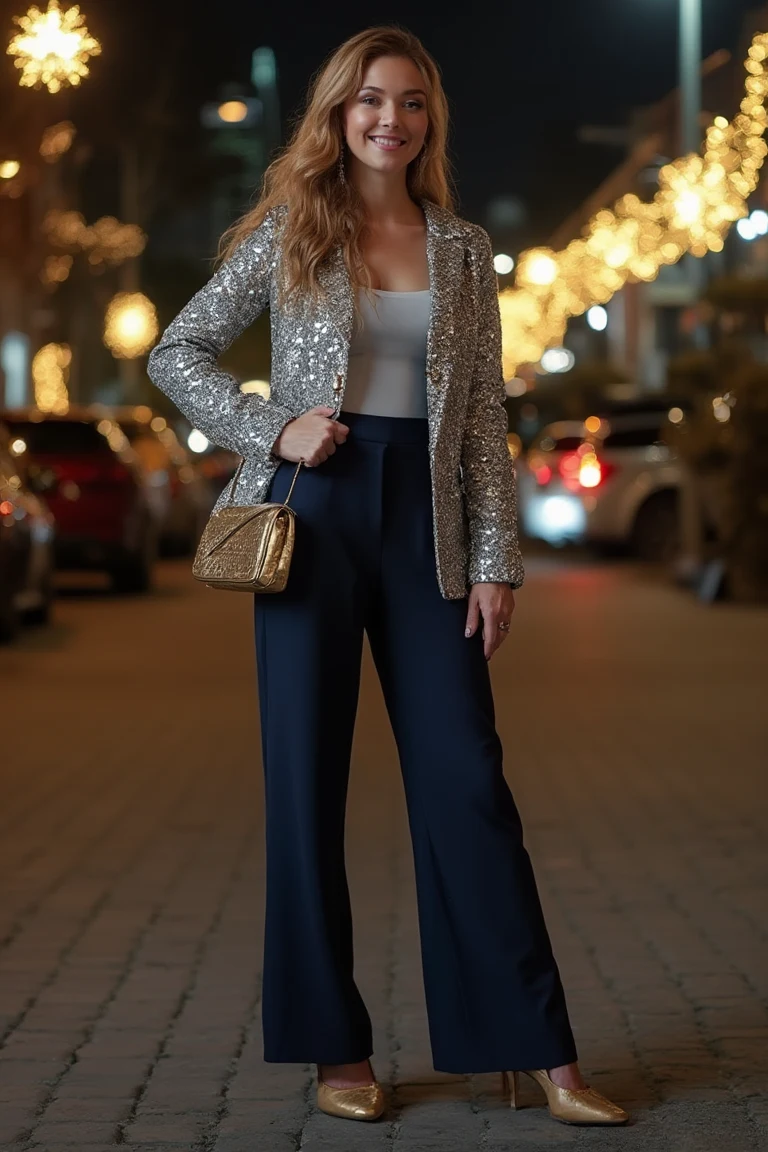 Shimmering Silver Sparkle Seasonal Outfit Glamour