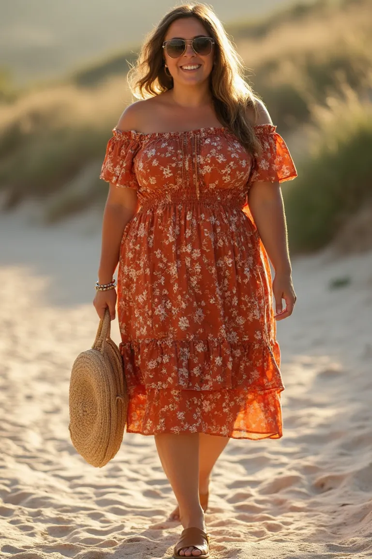 Sunset Glow Plus Size Summer Vacation Outfits