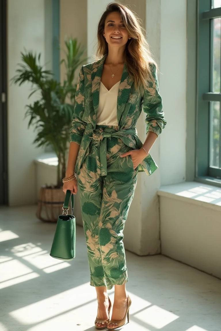Verdant Chic Vibrant Green Office Outfit