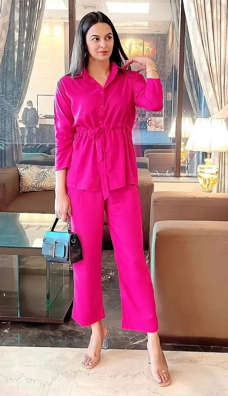 Vibrant Pink Power A Timeless Evening Ensemble