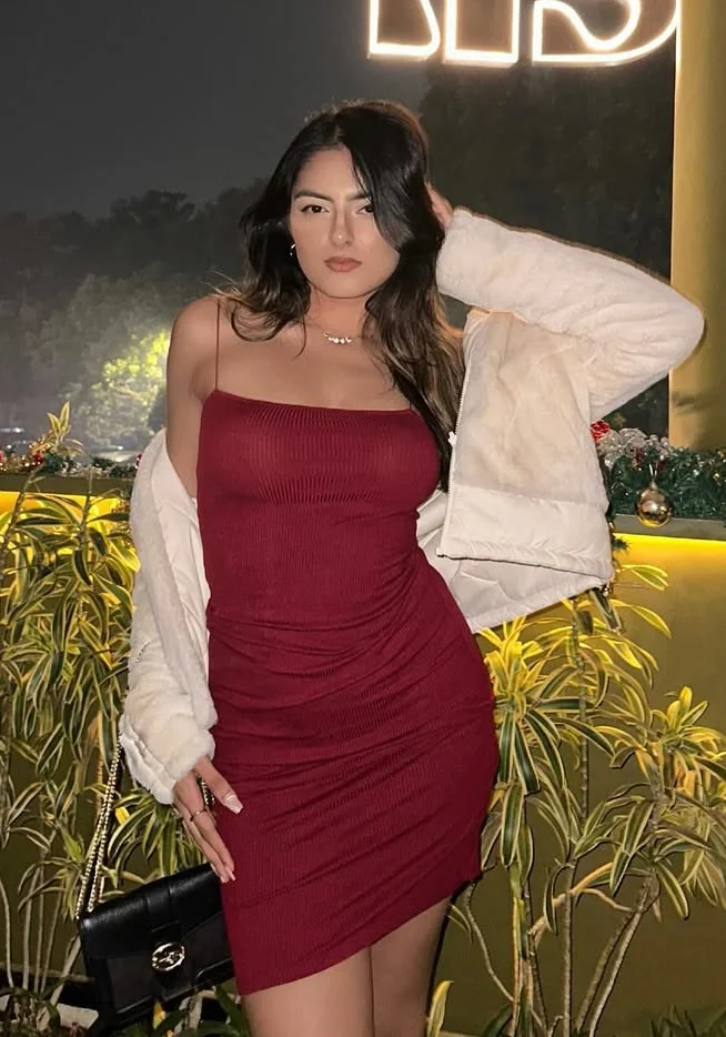 Vibrant Red Ribbed Mini Winter Party Outfit