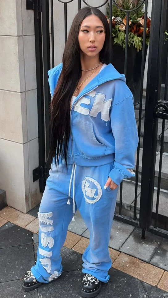 Y2K Revival in a Blue Sweatsuit