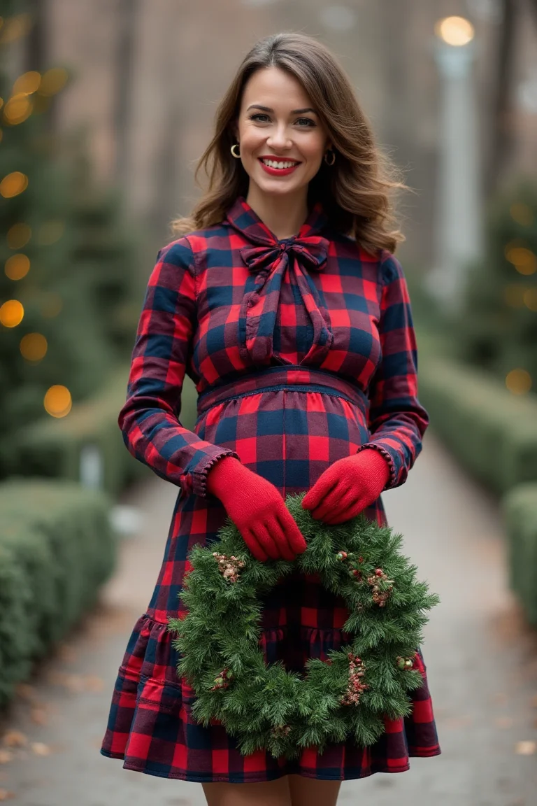 Classic Plaid Maternity Seasonal Christmas Outfit