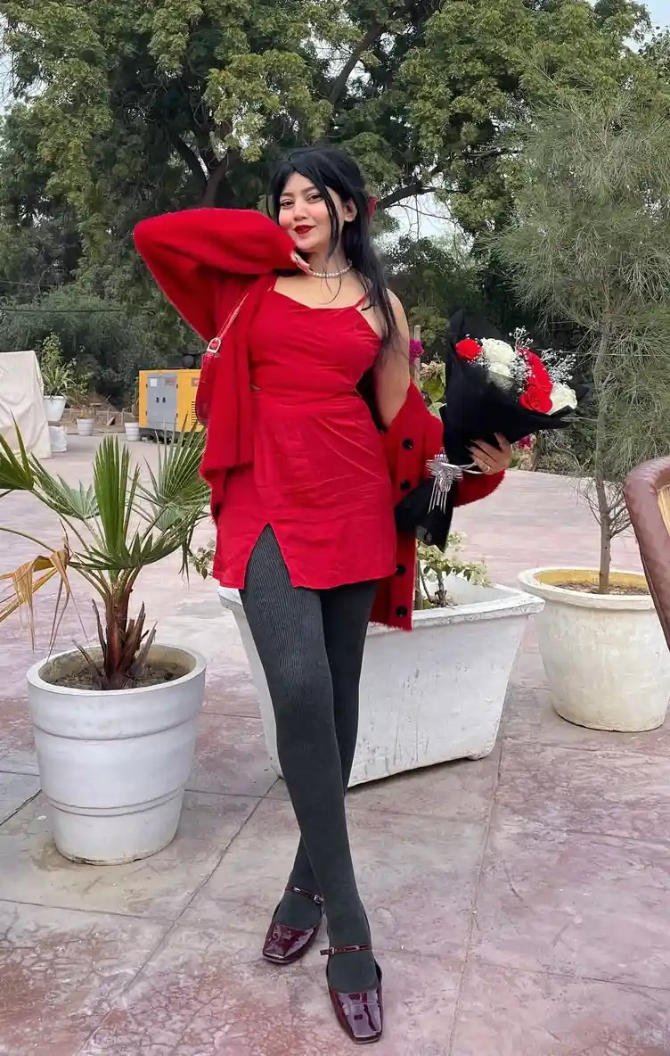 Crimson Charm And Cozy Layers Cute Christmas Outfit
