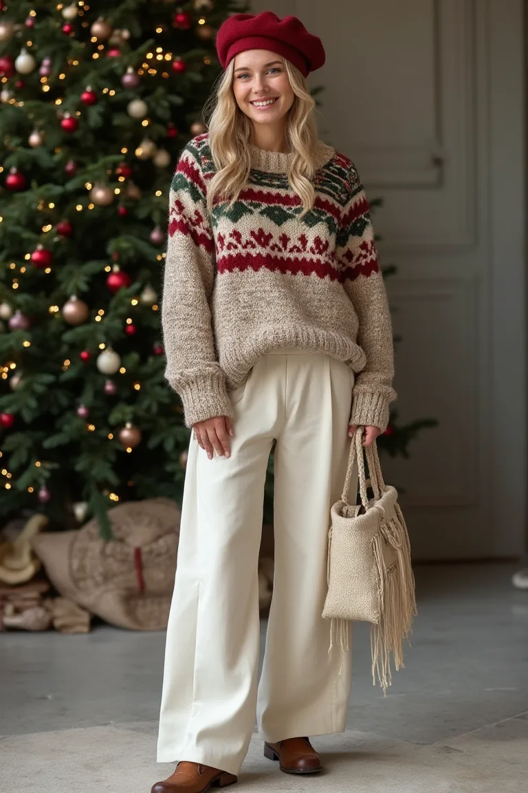 Fair Isle & Frosted Neutrals A Cozy Christmas Outfit