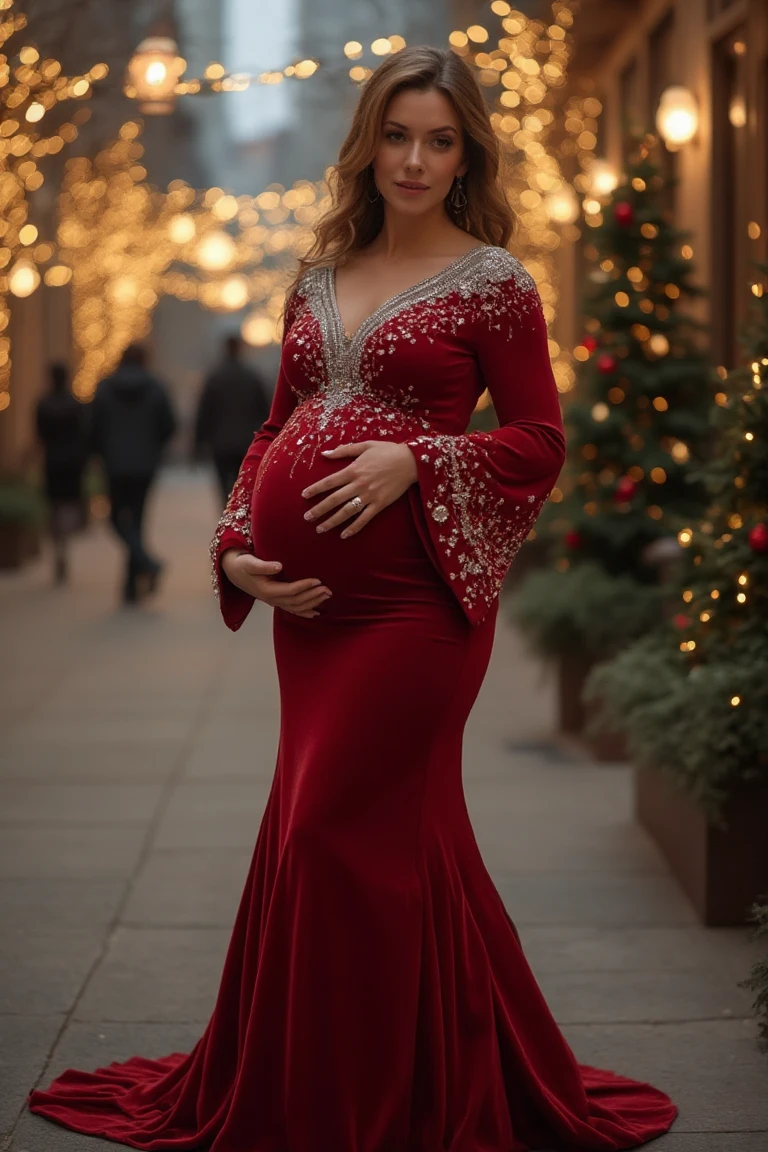 Glamorous Ruby and Embellished Maternity Seasonal Outfit