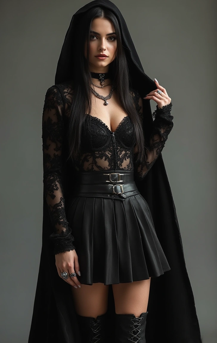 Modern Goth Ensemble with a Mystical Twist