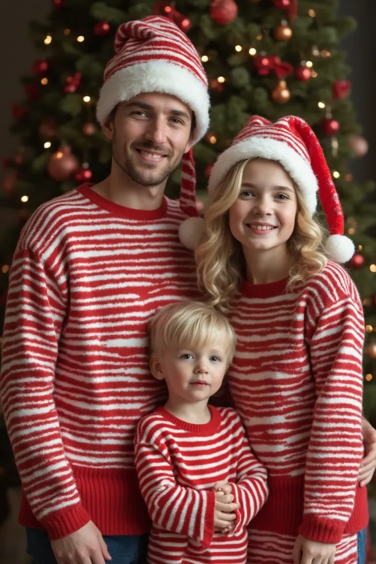 Radiant Red and White Seasonal Outfit for Family Christmas