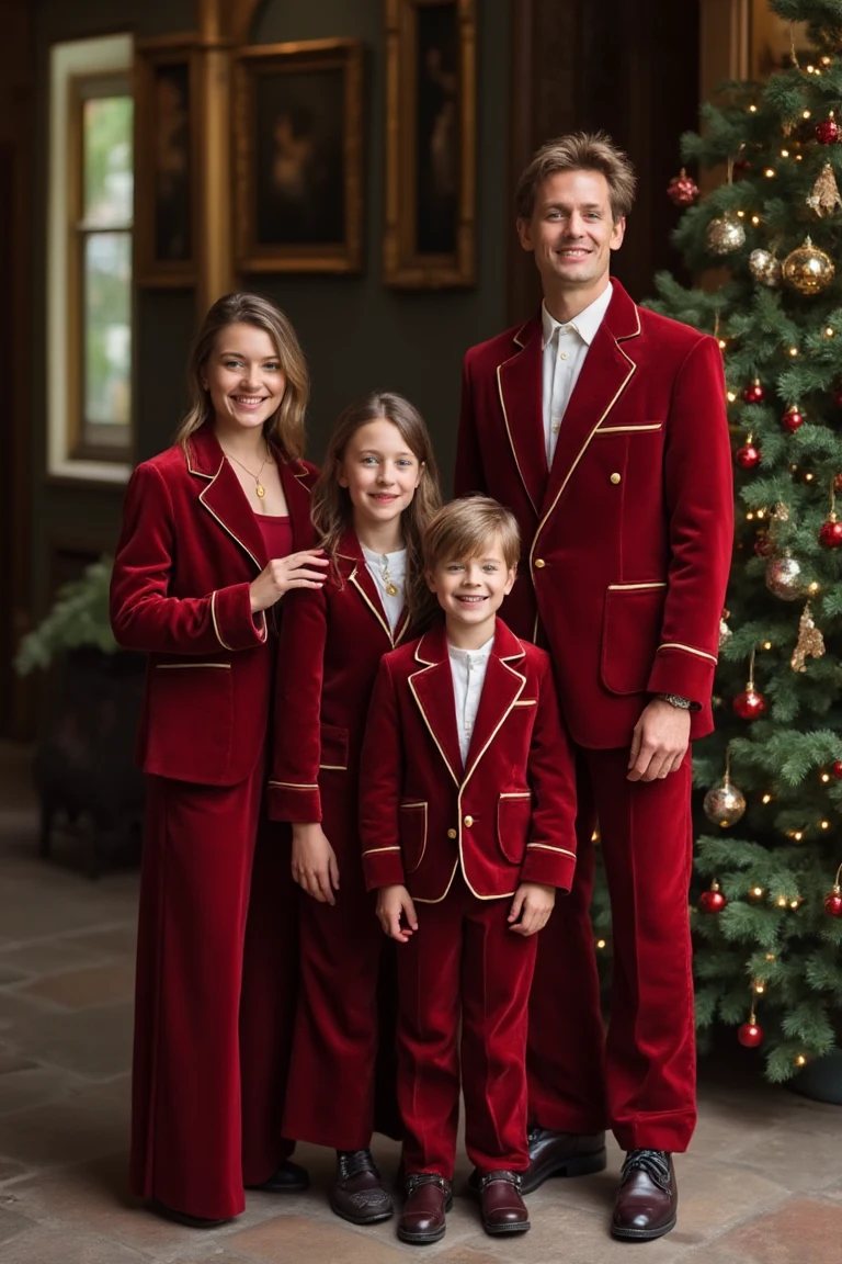 Regal Red Luxurious Seasonal Outfits for Family Christmas