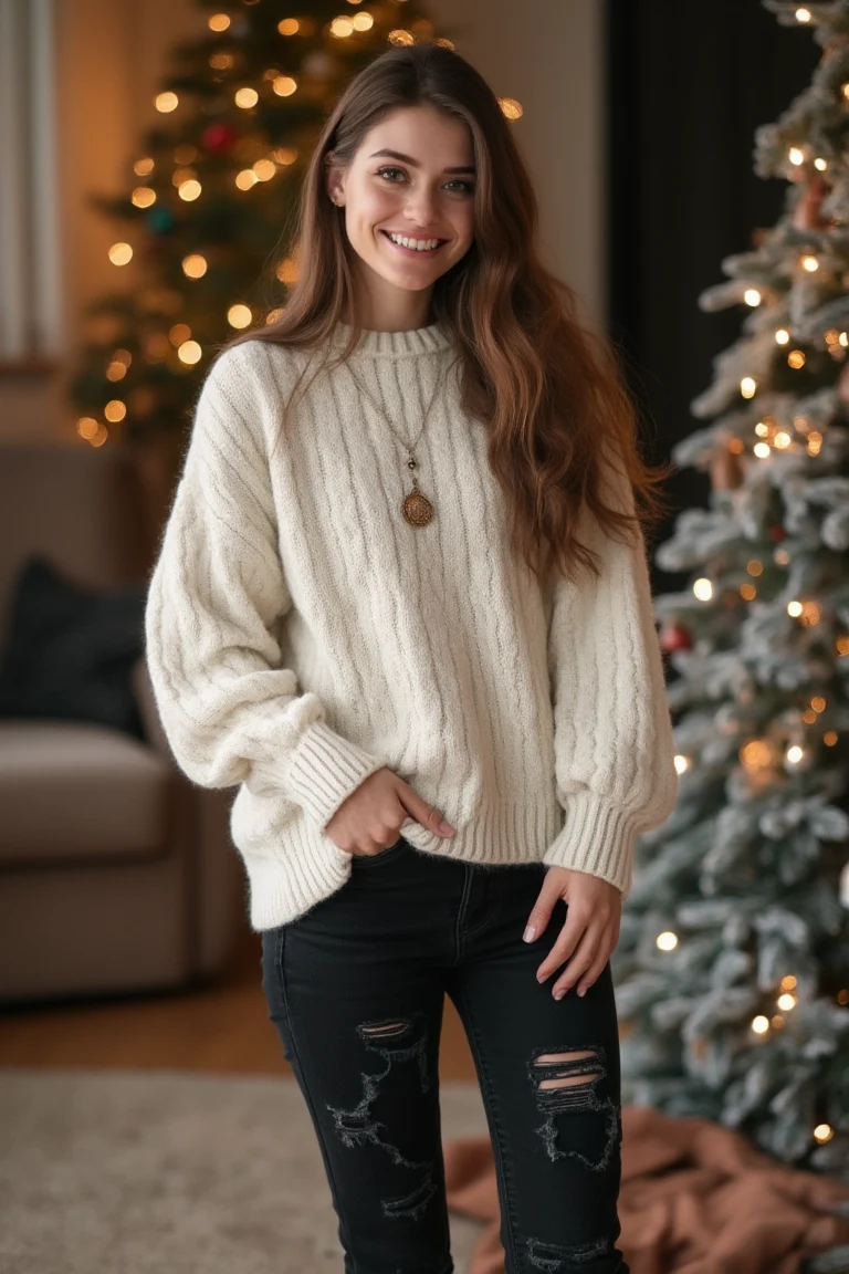 Soft Ivory Layering Christmas A Seasonal Outfit