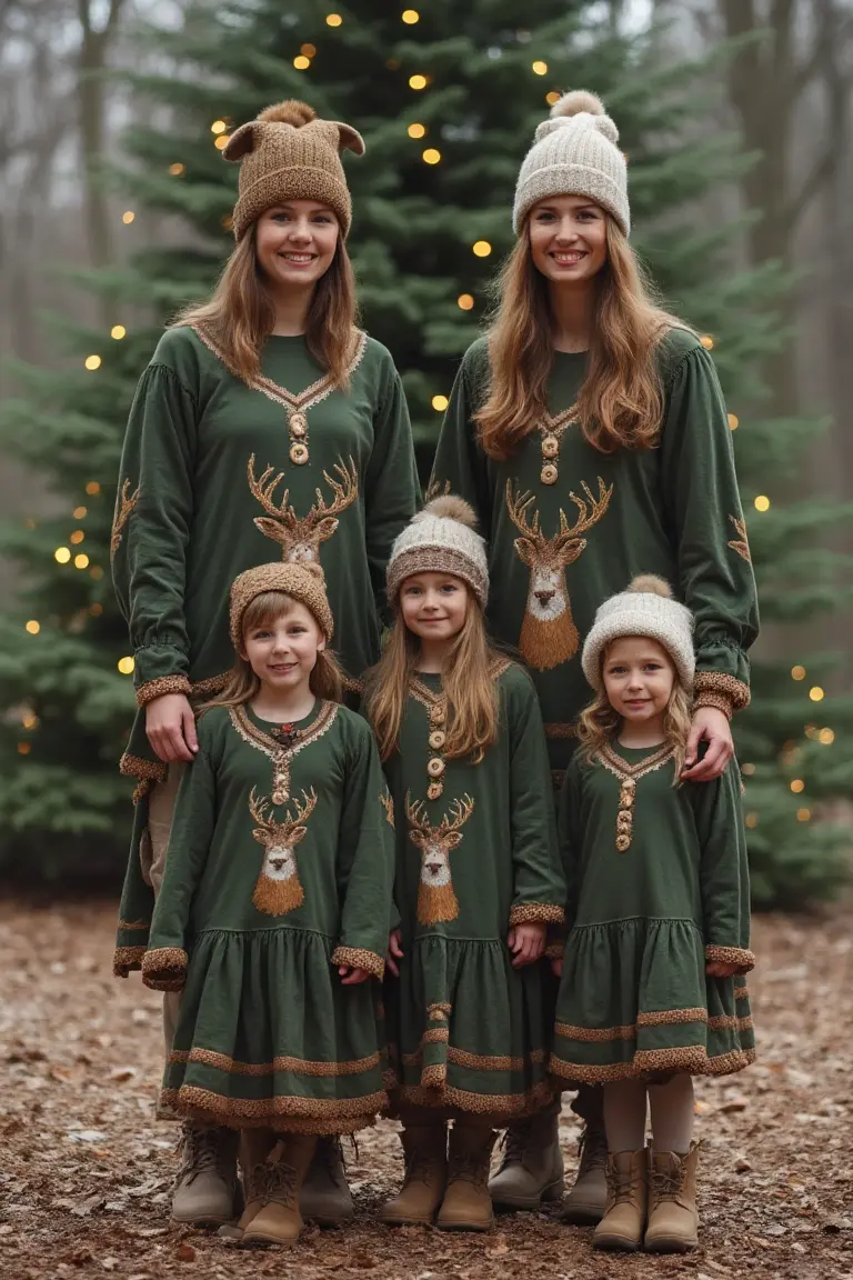 Woodland Charm Seasonal Outfits for Family Christmas