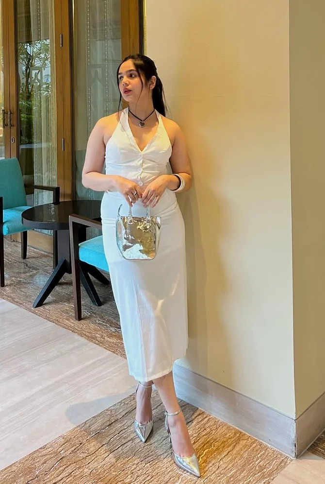 Chic Metallic Touch Sleek White & Silver Christmas Outfit